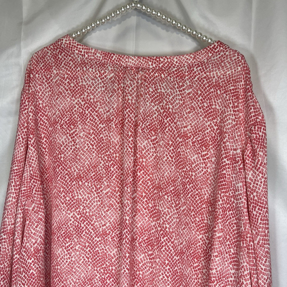 Catherines Women’s 4X Pink Geometric Beach Summer Preppy Boho Mature Blouse - Picture 5 of 10